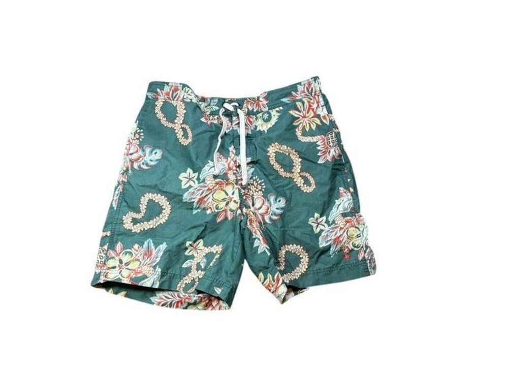 Polo Sport Ralph Lauren Mens Swim Trunks Size Small Green Hawaiian Print Logo